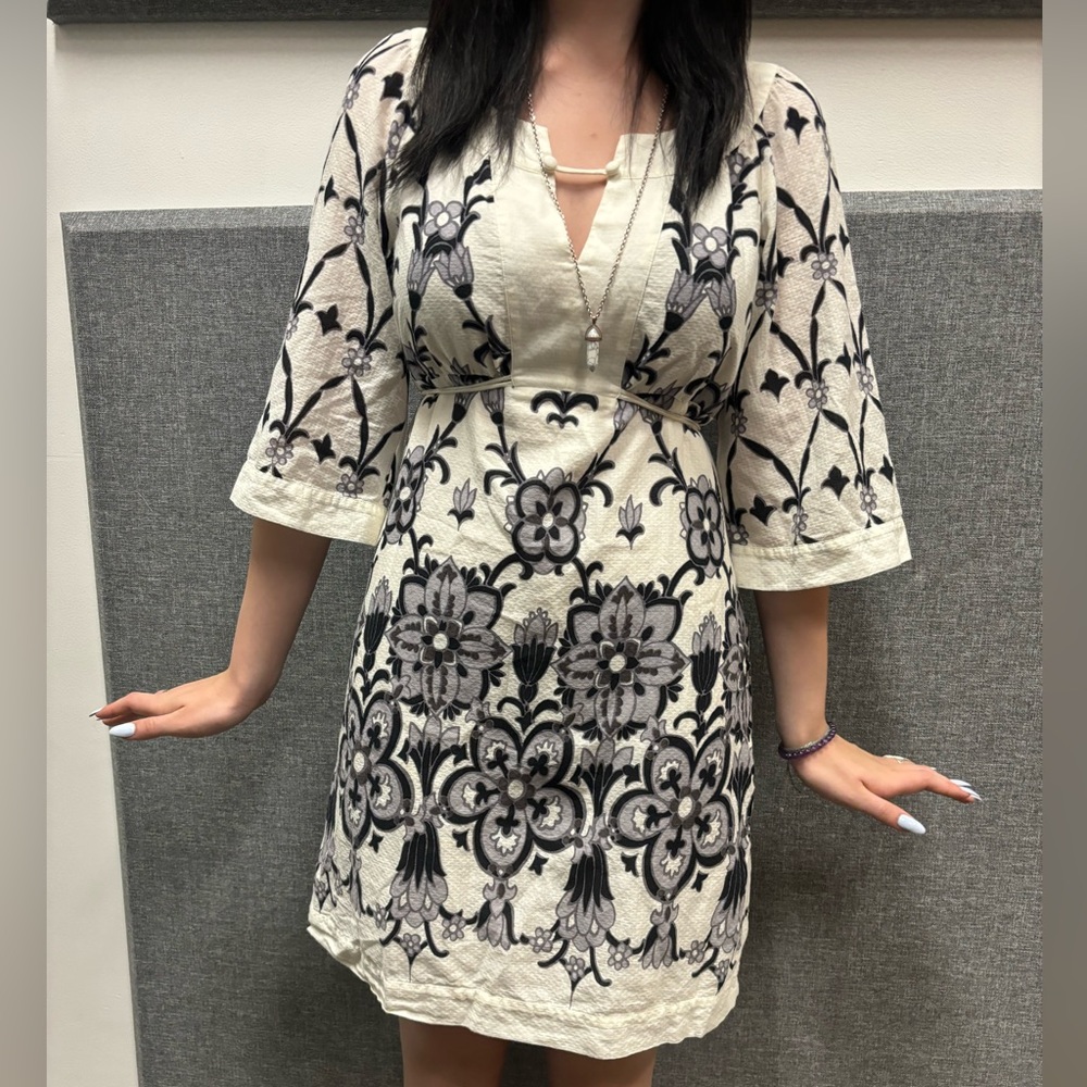 Juicy Couture Black and Cream Embroidered Dress